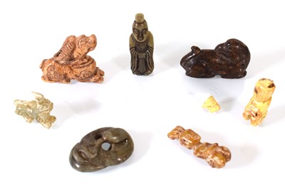 Lot 207 - A group of Chinese hardstone and jadeite...