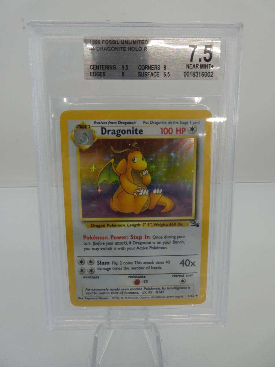 Lot 1999 Fossil Unlimited #4 Dragonite Holo BGS...