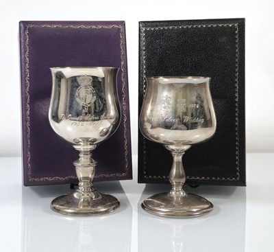 Lot 253 - Two cased silver goblets commemorating The...