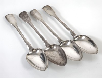 Lot 261 - A set of four George III silver dessert spoons,...