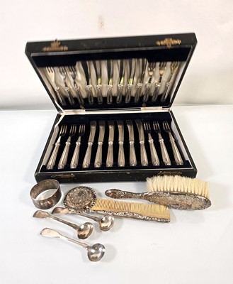 Lot 263 - A group of silver including three mustard...