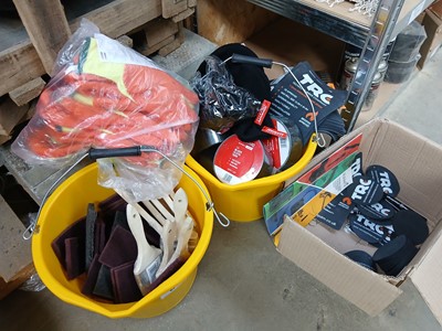 Lot 66 - 2 yellow plastic buckets comprising brushes,...