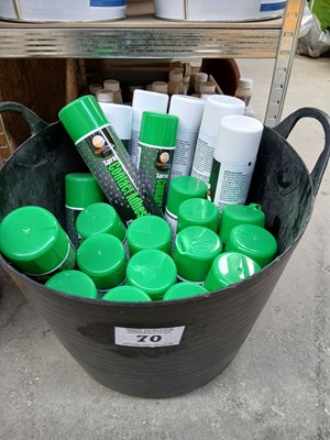 Lot 70 - Black bucket with a large qty of spray contact...