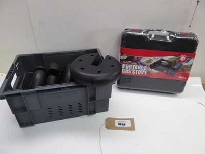 Lot 3660 - Portable gas stove and set of 6 gazebo leg...