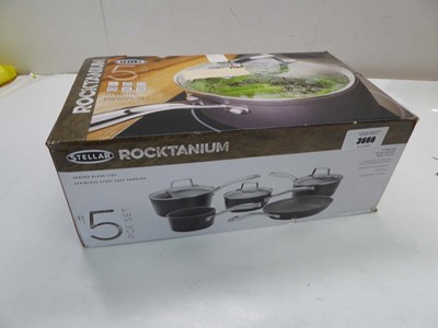 Lot 3666 - Stellar Roctanium 5 piece non stick saucepan set