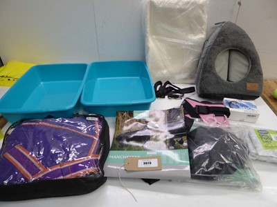Lot 3673 - Dog coats, lead, muzzle, poop bags, cat litter...