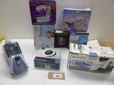 Lot 3675 - Steam iron, Cordless vacuum cleaner, Mini...