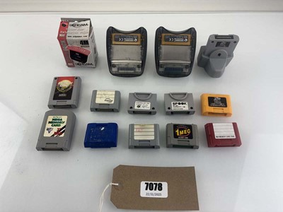 Lot Qty of memory cards and rumble packs for N64