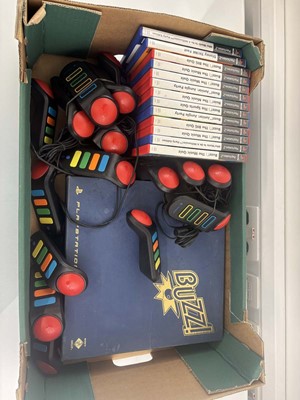 Lot Qty of PlayStation 2 Buzz games and controllers
