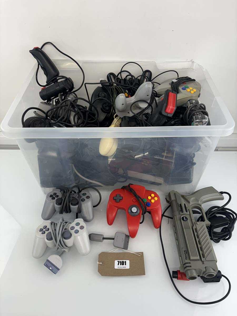 Lot Box containing a large qty of controllers and...