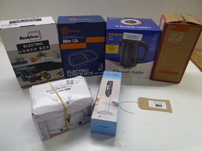 Lot 3677 - Russell Hobbs kettle, electric lunch box, Milk...
