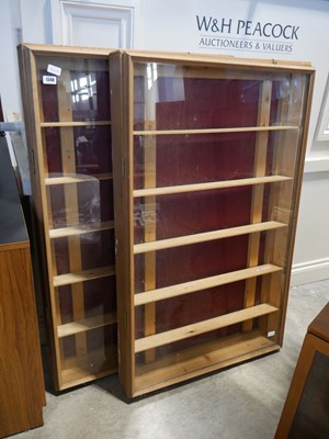 Lot 1348 - Pair of pine shallow counter top display units