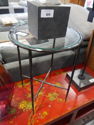 Lot 1314 - Circular metal framed occasional table with...