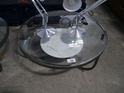 Lot 1336 - Circular glass coffee table on metal frame...