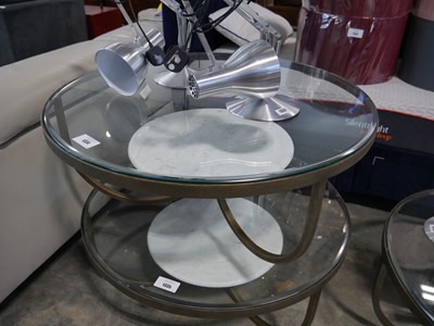 Lot 1334 - Circular glass coffee table on metal frame...