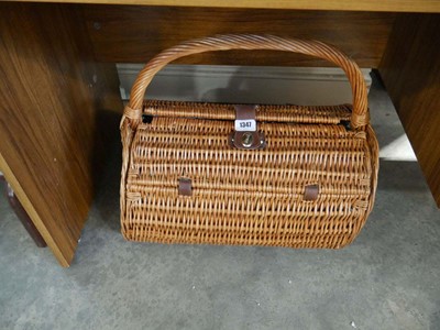 Lot 1347 - Cylindrical wicker picnic hamper
