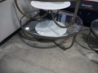 Lot 1335 - Circular glass coffee table on metal frame...