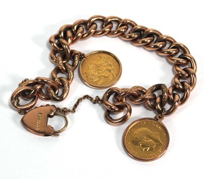 Lot 871 - A 9ct rose gold hollow link bracelet with...