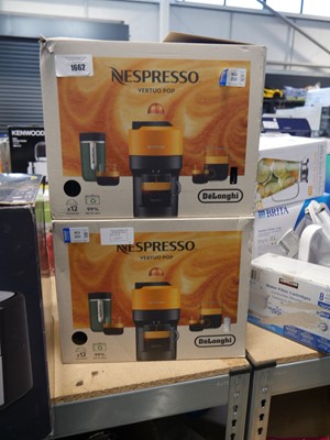 Lot 1662 - 2 boxed Nespresso vertuo pop DeLonghi coffee...