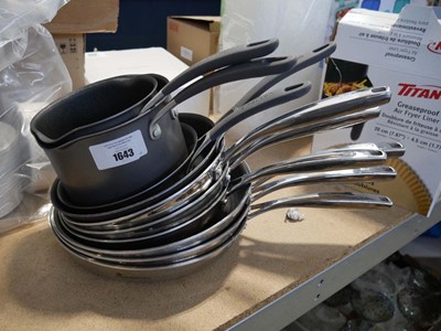 Lot 1643 - Selection of pots and pans to include Circulon,...