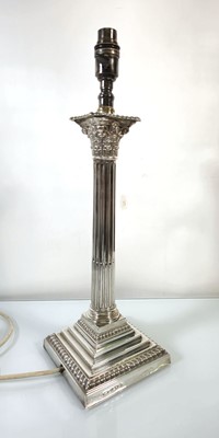 Lot 267 - An Edwardian silver table lamp by Elkington...