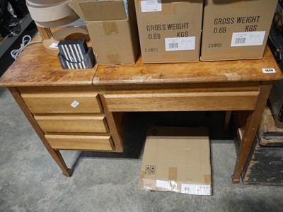 Lot 1840 - Mid century honey oak desk with lift top and...