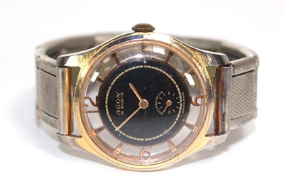 Lot 894 - A unisex gold plated wristwatch by Agon, the...