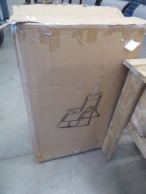 Lot 4052 - Grey mesh back folding sun lounger in box