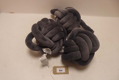 Lot 3414 - x3 Dream on knot cushions in grey