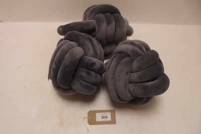 Lot 3415 - x3 Dream on knot cushions in grey