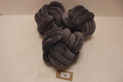 Lot 3416 - x3 Dream on knot cushions in grey