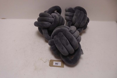 Lot 3417 - x3 Dream on knot cushions in grey