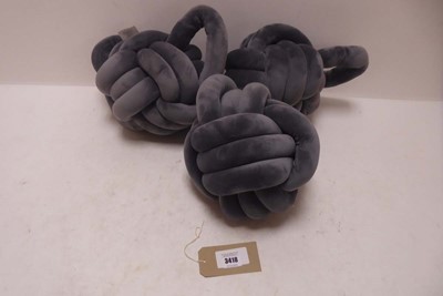 Lot 3418 - x3 Dream on knot cushions in grey