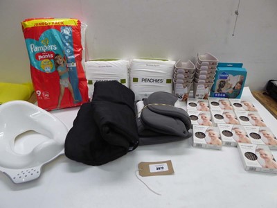 Lot 3872 - Pampers & Peaches nappies, Baby rinsing jugs,...