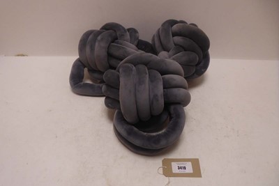Lot 3419 - x3 Dream on knot cushions in grey