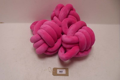Lot 3421 - x3 Dream on knot cushions in pink