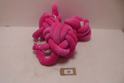Lot 3422 - x3 Dream on knot cushions in pink