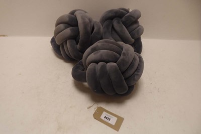Lot 3423 - x3 Dream on knot cushions in grey