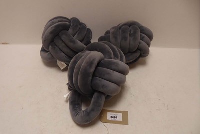 Lot 3424 - x3 Dream on knot cushions in grey