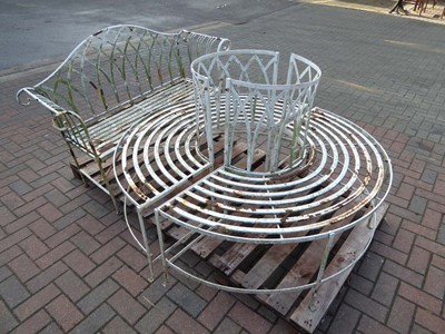 Lot 4188 - Vintage wrought iron tree garden seat and a...