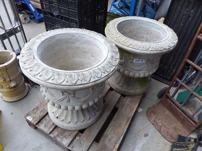 Lot 4202 - 2 large matching concrete garden plant pots...