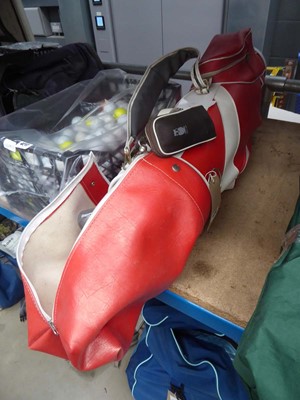 Lot 4216 - Vintage leather golf bag with a small...