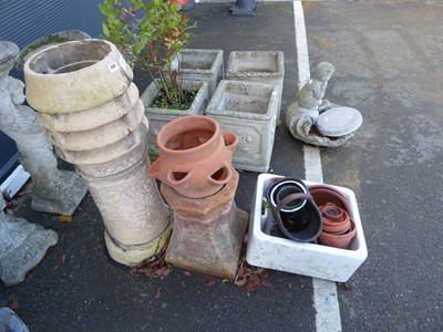 Lot 4147 - Assortment of items to include two terracotta...