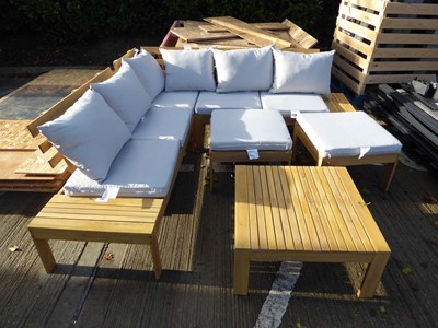 Lot 4155 - Timber garden set to consist of L shaped sofa...