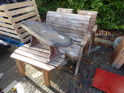 Lot 4158 - Timber garden set consisting of a two seater...