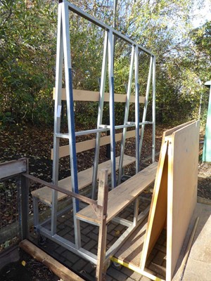 Lot 4168 - Large welded steel mobile glass trolley