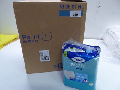Lot 3507 - Box of 8 x 10 Tena Pro Skin Size L pants