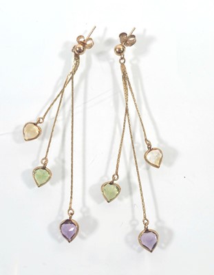 Lot 434 - A pair of yellow metal, citrine, peridot and...