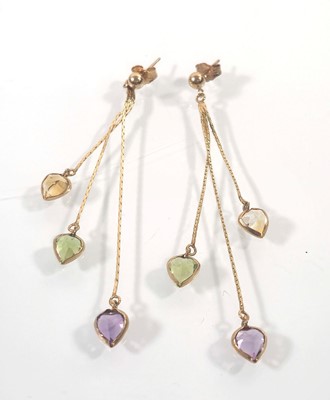 Lot 434 - A pair of yellow metal, citrine, peridot and...