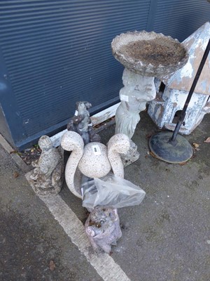 Lot 4143 - Collection of concrete garden ornaments to...